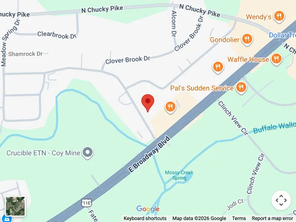 Map showing Rachel Brown Counseling at 1526 Meadow Spring Dr, Jefferson City, Tennessee